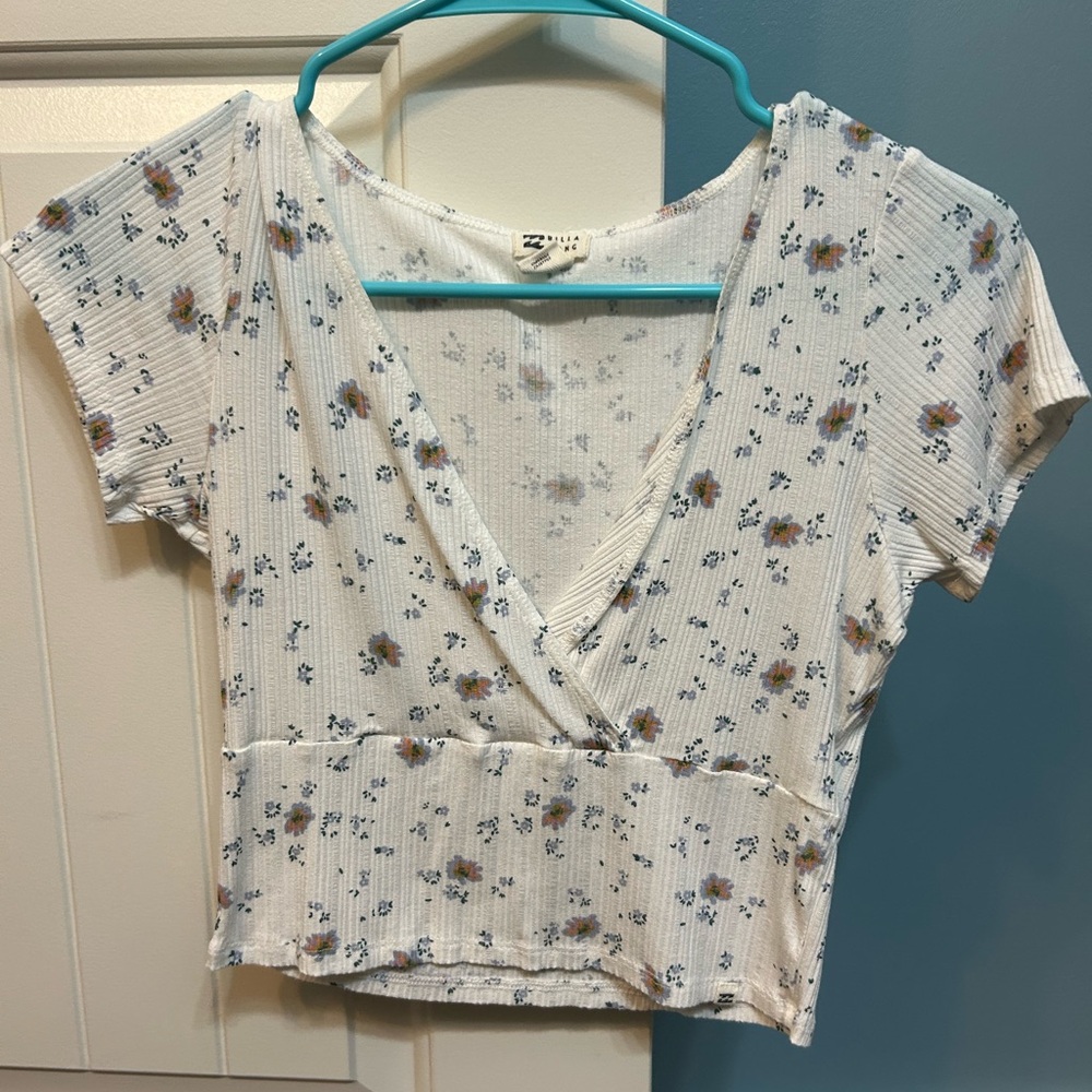 Billa Bong White Floral Crop Top Size Large